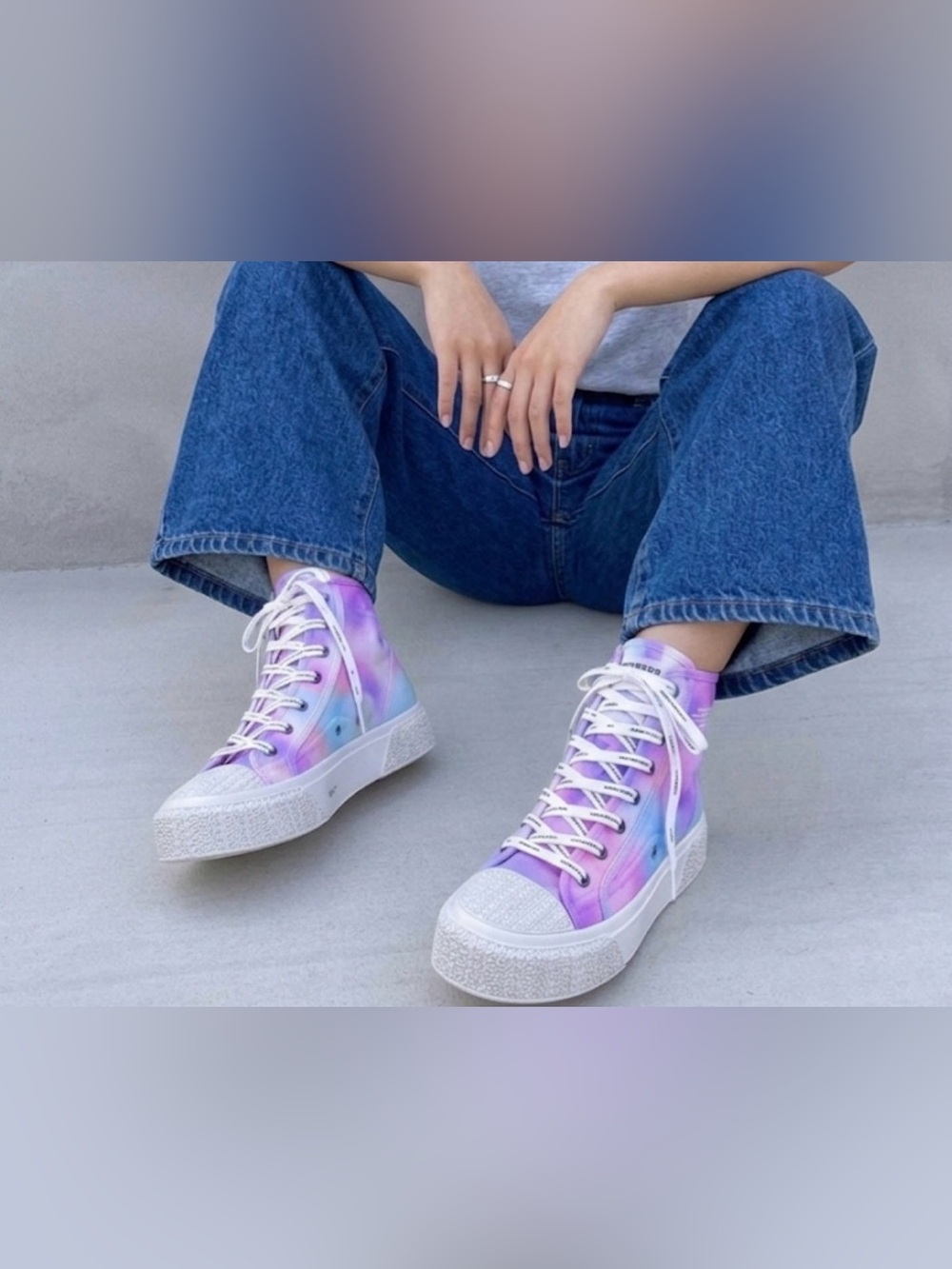Marc Jacobs Airbrush Canvas High Top Sneakers Pink Multi Women’s Size 37